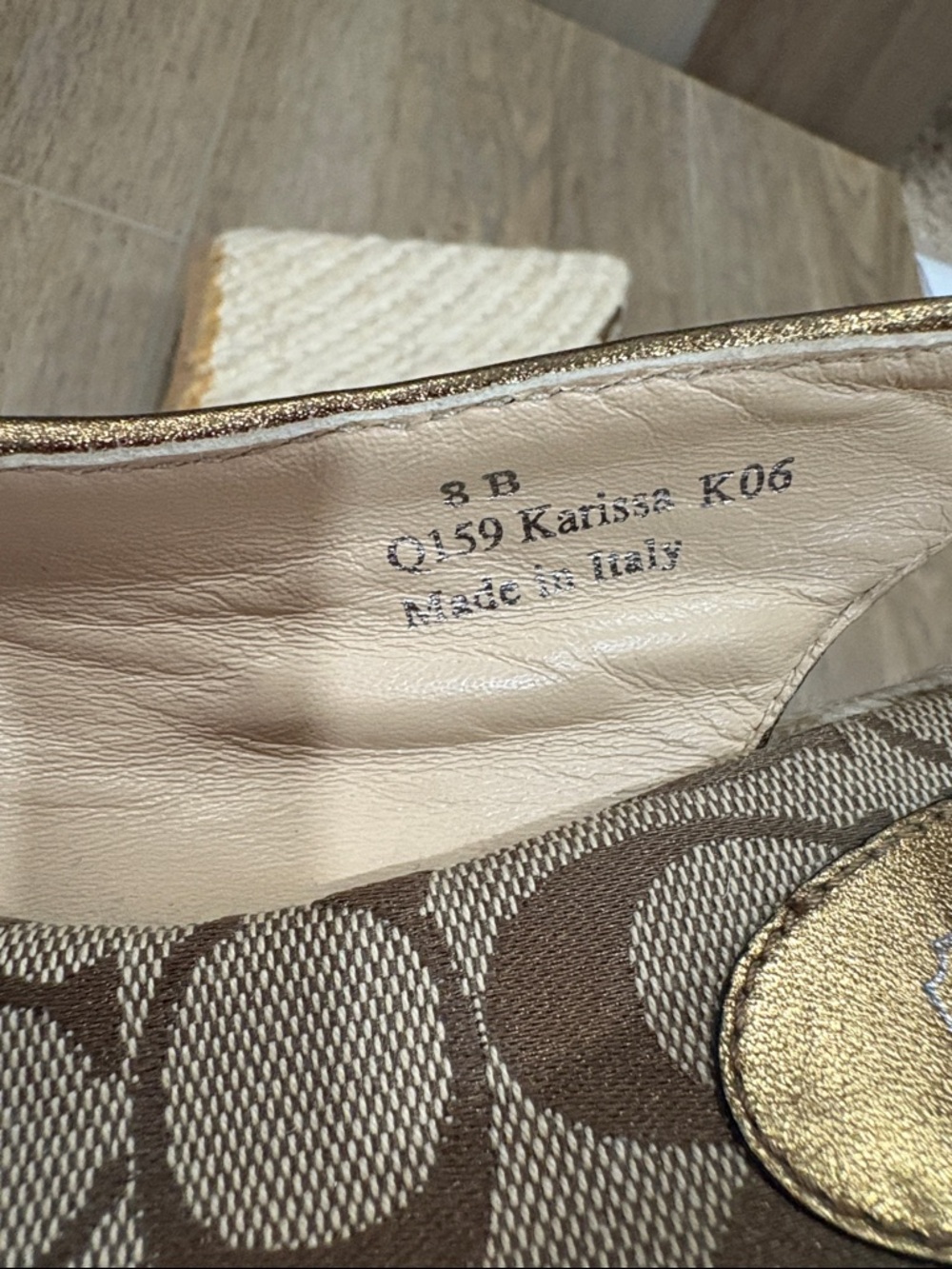 Coach Ireland Crackled Gold Leather Slingback Platform Wedge Espadrille Karisa 8 - Picture 7 of 12